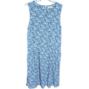 Christopher & Banks Women Large Blue & White Floral Midi Lightweight Sun Dress